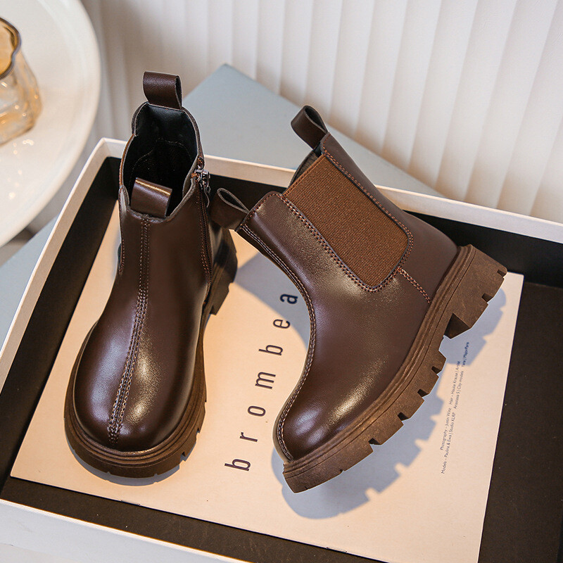 2024. gada rudens, ziema, jauni bērniem, īsi zābaki, zēni, meitenēm, apavi, PU ādas, bērnu zābaki, modes zābaki bērniem