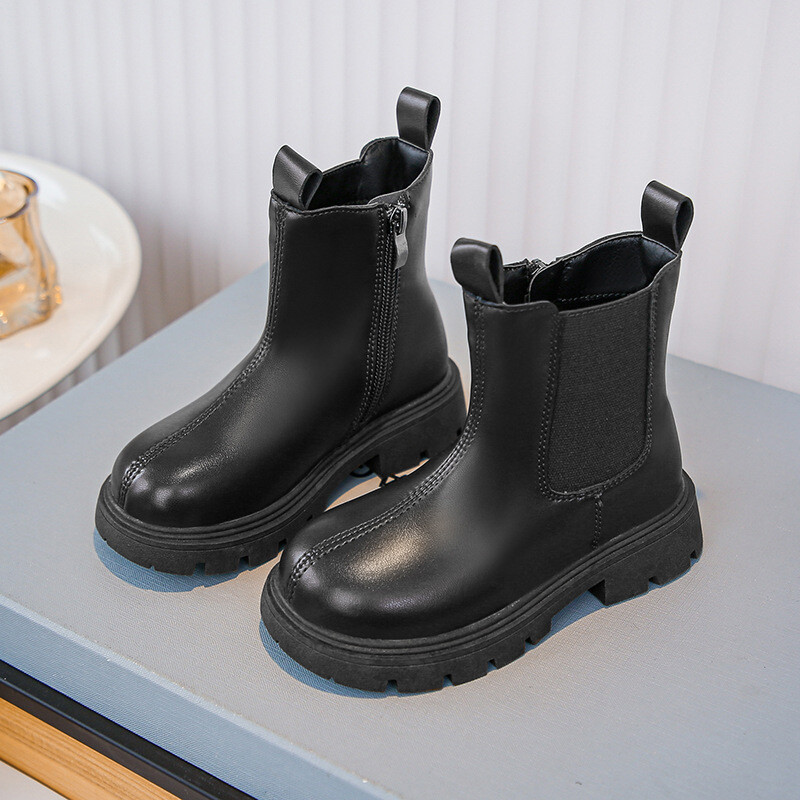 2024. gada rudens, ziema, jauni bērniem, īsi zābaki, zēni, meitenēm, apavi, PU ādas, bērnu zābaki, modes zābaki bērniem