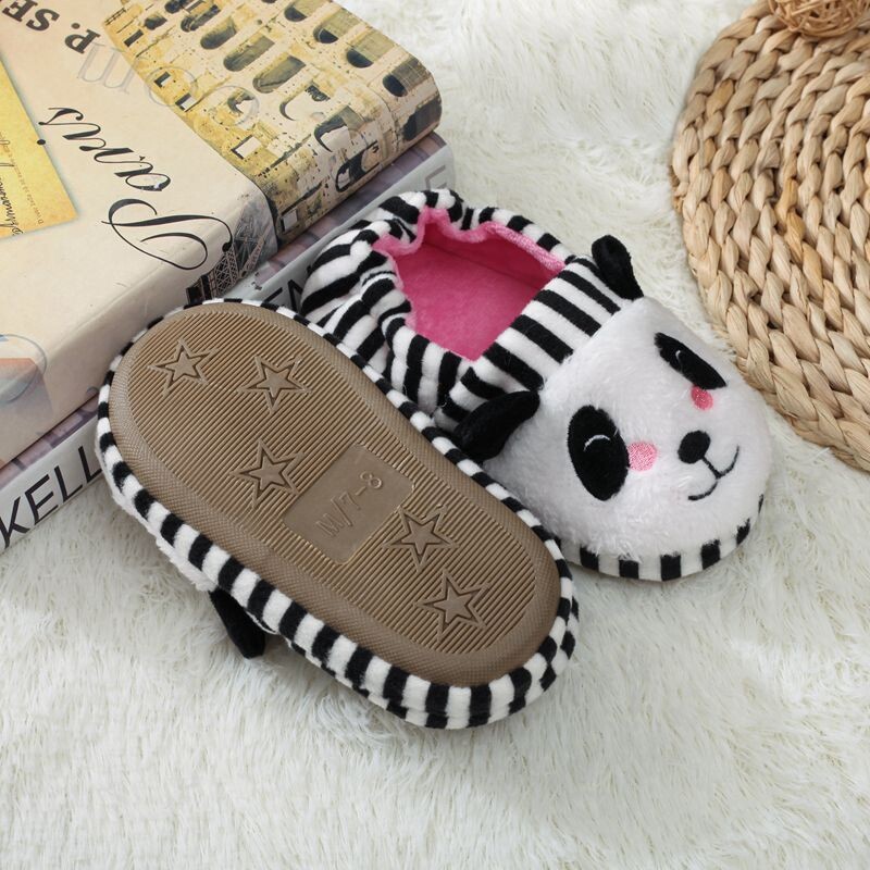 Jaunas Toddler Meiteņu Čības Ziemas Bērnu Loafers Plīša Siltas Karikatūra Panda Gumijas Zole Zēns Mājas Apavi Bērnu Māja Telpu apavi