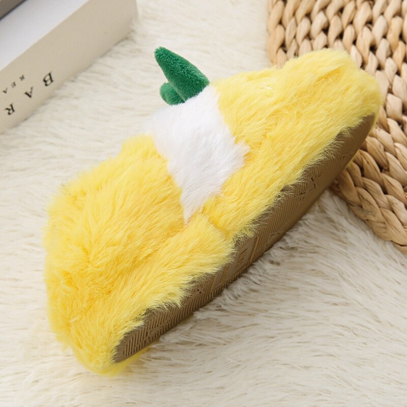 Παντόφλες για νήπια για κορίτσια για αγόρι Χειμερινά μωρά μωρά βελούδινα ζεστά κίτρινα ανανάς μαλακή σόλα από καουτσούκ Παιδικά παπούτσια για το σπίτι Παπούτσια εσωτερικού χώρου