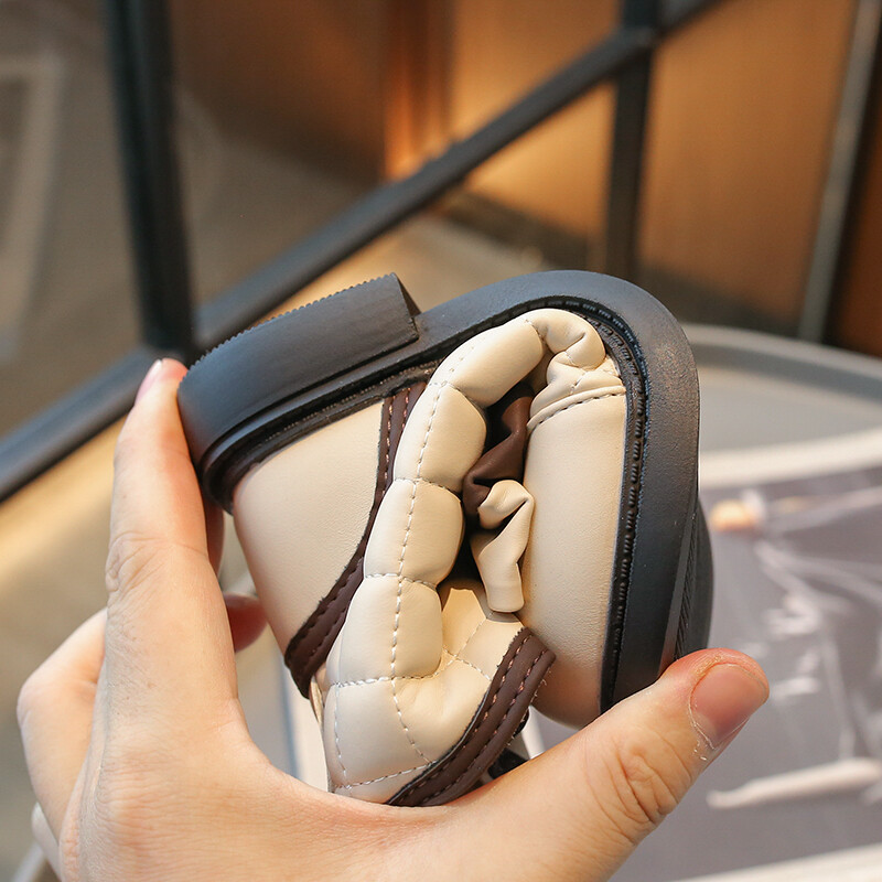 Jauni ziemas apavi meitenēm puszābaki, tauriņš rombveida režģa zābaciņi Princeses jaukas sniega kurpes bērniem pu ādas kleitas kurpes