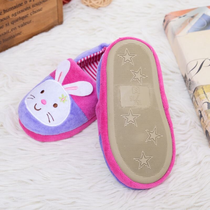 Modes Toddler Meiteņu čības ziemai Baby Loafers Plīša Siltas Multfilmas Zaķis Gumijas Zole Bērni Mājas Apavi Mājas Apavi