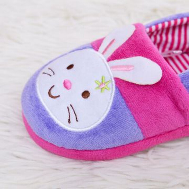 Modes Toddler Meiteņu čības ziemai Baby Loafers Plīša Siltas Multfilmas Zaķis Gumijas Zole Bērni Mājas Apavi Mājas Apavi