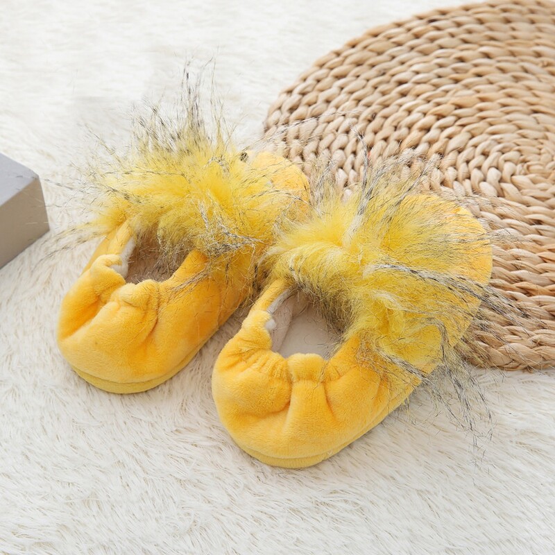 Toddler Girl čības ziemas zīdaiņu klaipu plīša silta multfilma pāvs gumijas zole Bērnu mājas apavi Little Kid iekštelpu apavi