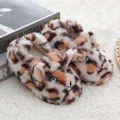 Tipegő fiú papucs télre Babacipők Plüss meleg rajzfilm Leopárd gumitalp Gyerek Otthoni Cipők Gyerekek Házi Beltéri lábbelik