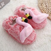 Toddler Meiteņu čības zēniem Ziemas Bērnu Loafers Plīša Siltas Karikatūra Flamingo Gumijas zole Bērnu Mājas Apavi Bērnu Telpu apavi