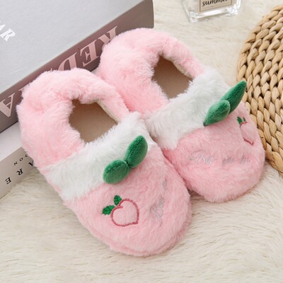 Modes mazuļu meiteņu čības ziemas zīdaiņiem, plīša, silti rozā persiku zole, mīksta gumijas zole, bērnu mājas apavi iekštelpu apavi