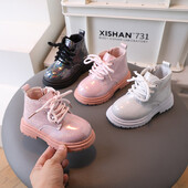 Bērnu ādas zābaki pret slīdēšanu, mīkstas zoles potītes zābaki ziemas apavi meitenēm Bērnu apavi meitenēm maziem bērnu zābaki Baby Girl Shoe Bota