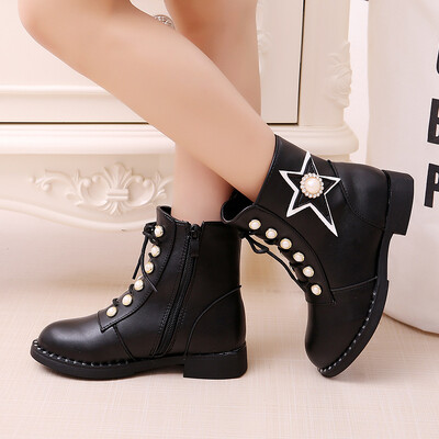 Meiteņu zābaki Girl Baby Princess Boot Ādas Īsi Zābaki Puszābaki Ziemas Apavi meitenei Platformas zābaki Mazu bērnu zābaki Zapatos