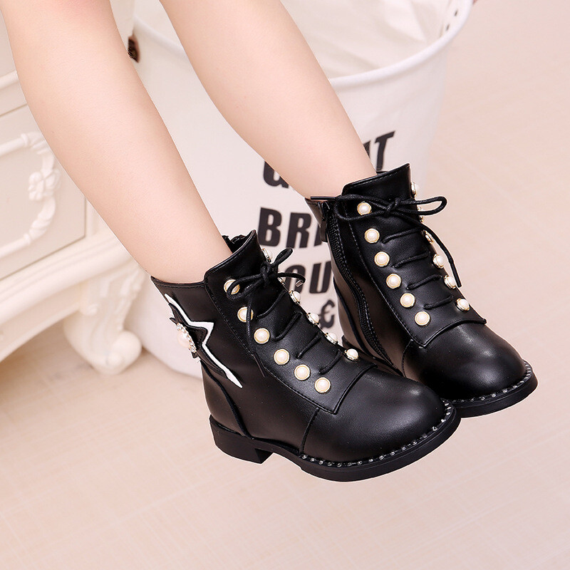 Meiteņu zābaki Girl Baby Princess Boot Ādas Īsi Zābaki Puszābaki Ziemas Apavi meitenei Platformas zābaki Mazu bērnu zābaki Zapatos