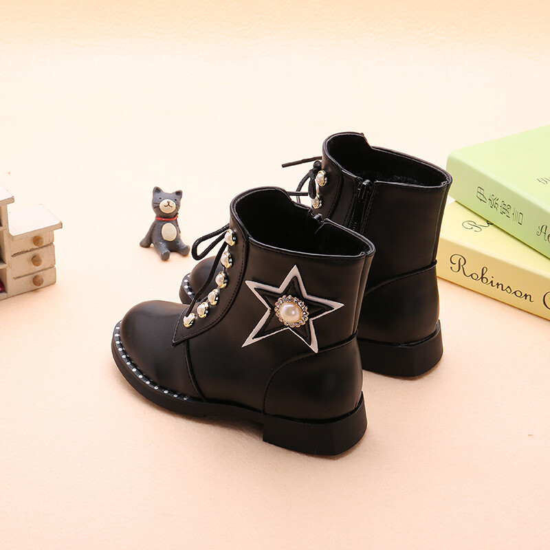 Meiteņu zābaki Girl Baby Princess Boot Ādas Īsi Zābaki Puszābaki Ziemas Apavi meitenei Platformas zābaki Mazu bērnu zābaki Zapatos