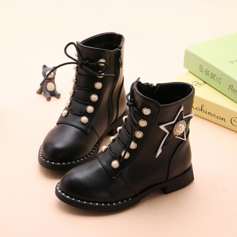 Meiteņu zābaki Girl Baby Princess Boot Ādas Īsi Zābaki Puszābaki Ziemas Apavi meitenei Platformas zābaki Mazu bērnu zābaki Zapatos