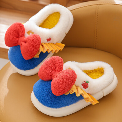 Παντόφλα Princess Girls Φιόγκος Φθινοπωρινό Χειμώνα Ζεστά Λούτρινα Παπούτσια για Κορίτσια Αντιολισθητικά Αφράτα Παπούτσια εσωτερικού χώρου Παιδικά Παιδικά Υποδήματα