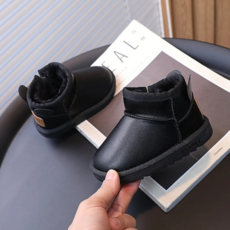 2023. gada ziemas bērnu kokvilnas zābaki, kas paredzēti, melni bēši, daudzpusīgi mazuļu apavi Modes, silti, bērnu āra sniega zābaki zēniem
