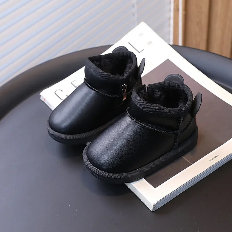 2023. gada ziemas bērnu kokvilnas zābaki, kas paredzēti, melni bēši, daudzpusīgi mazuļu apavi Modes, silti, bērnu āra sniega zābaki zēniem