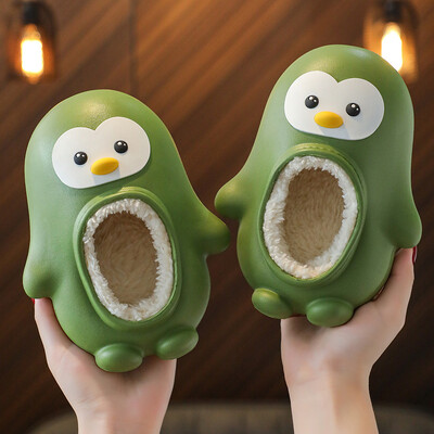 Zēni Meitenes Penuins Mājīgas Mājas Čības Siltas Plīša Ziemas Kokvilnas Čības Bērni Jauki Karikatūra Telpu apavi