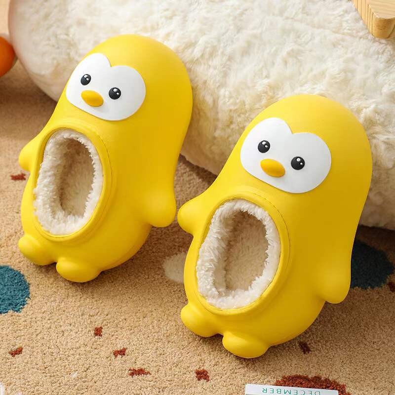 Zēni Meitenes Penuins Mājīgas Mājas Čības Siltas Plīša Ziemas Kokvilnas Čības Bērni Jauki Karikatūra Telpu apavi