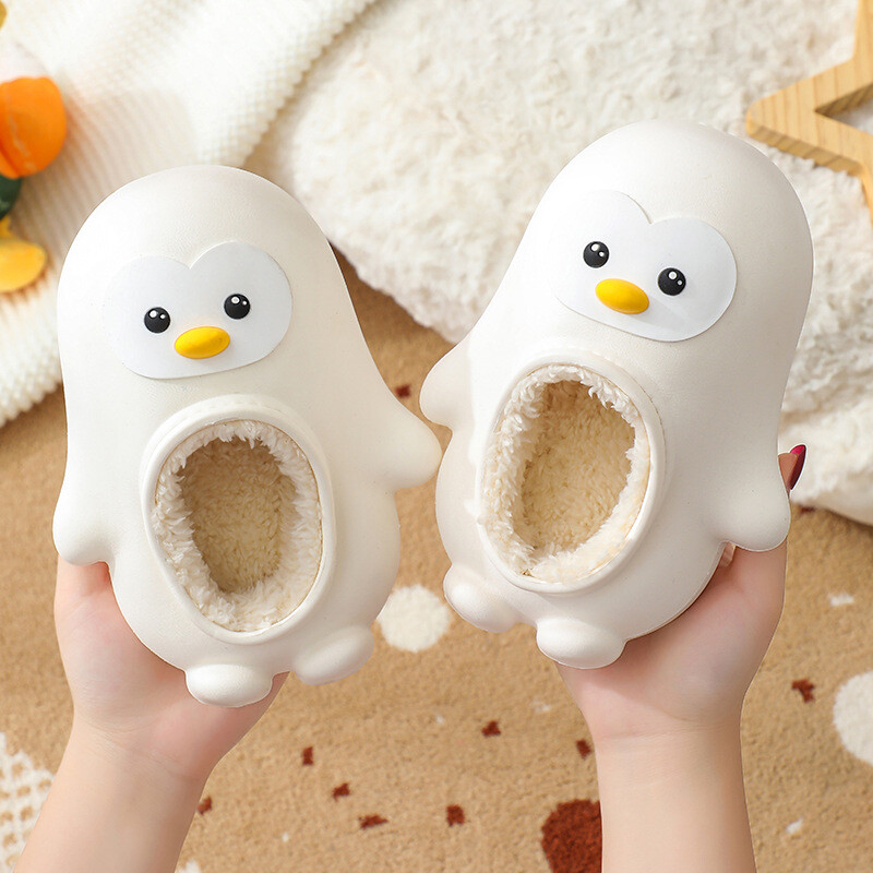 Zēni Meitenes Penuins Mājīgas Mājas Čības Siltas Plīša Ziemas Kokvilnas Čības Bērni Jauki Karikatūra Telpu apavi