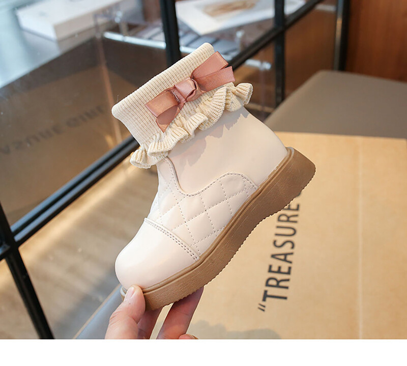 Mākslīgās kažokādas princeses zābaki meitenēm PU ādas ūdensizturīgi sniega zābaki bērniem biezi silti mākslīgās kažokādas kokvilnas apavi meitenēm