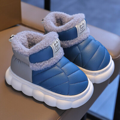 Modes Ziemas Bērnu pārvalks Papēdis Pūkainas Čības Zēni Meitenes Zābaki Neslīdoši Silti Dzīvoklis Mājas Bērni Uzslīd kokvilnas apavi