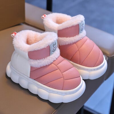 Modes Ziemas Bērnu pārvalks Papēdis Pūkainas Čības Zēni Meitenes Zābaki Neslīdoši Silti Dzīvoklis Mājas Bērni Uzslīd kokvilnas apavi
