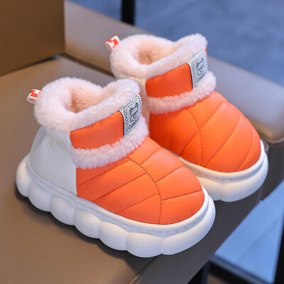 Modes Ziemas Bērnu pārvalks Papēdis Pūkainas Čības Zēni Meitenes Zābaki Neslīdoši Silti Dzīvoklis Mājas Bērni Uzslīd kokvilnas apavi