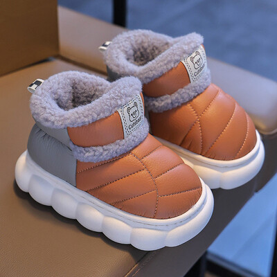 Modes Ziemas Bērnu pārvalks Papēdis Pūkainas Čības Zēni Meitenes Zābaki Neslīdoši Silti Dzīvoklis Mājas Bērni Uzslīd kokvilnas apavi