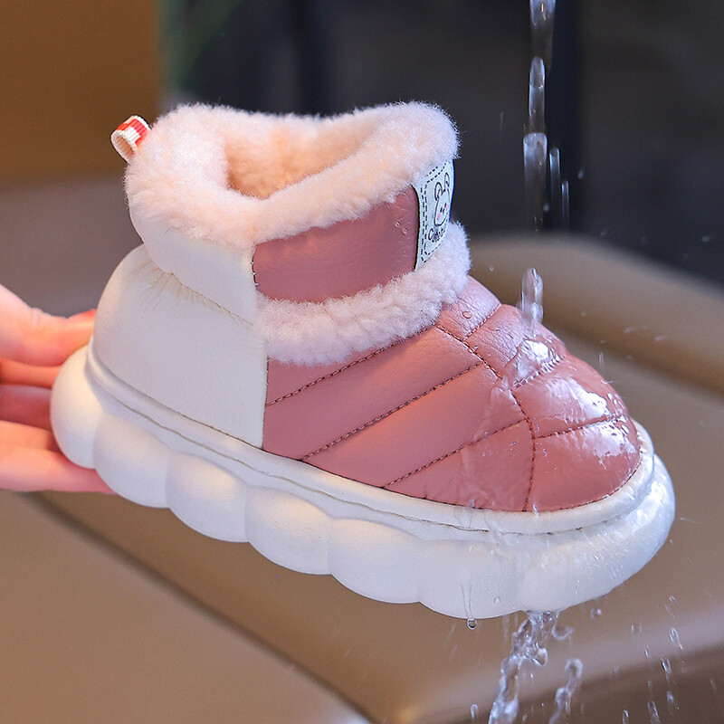 Modes Ziemas Bērnu pārvalks Papēdis Pūkainas Čības Zēni Meitenes Zābaki Neslīdoši Silti Dzīvoklis Mājas Bērni Uzslīd kokvilnas apavi