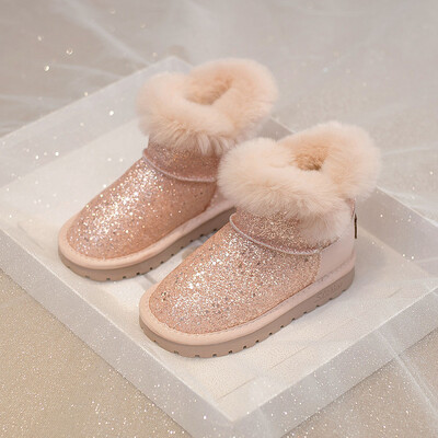 Χειμερινές βελούδινες μπότες για παιδιά 2024 Trend Fashion Glitter Snow Boots για έφηβες Αντιολισθητικά χοντρά ζεστά βαμβακερά παπούτσια