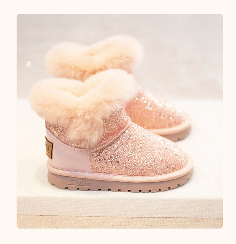 Χειμερινές βελούδινες μπότες για παιδιά 2024 Trend Fashion Glitter Snow Boots για έφηβες Αντιολισθητικά χοντρά ζεστά βαμβακερά παπούτσια