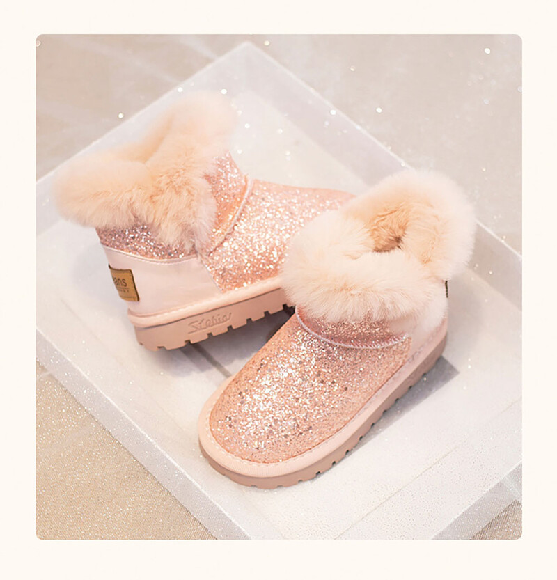 Χειμερινές βελούδινες μπότες για παιδιά 2024 Trend Fashion Glitter Snow Boots για έφηβες Αντιολισθητικά χοντρά ζεστά βαμβακερά παπούτσια