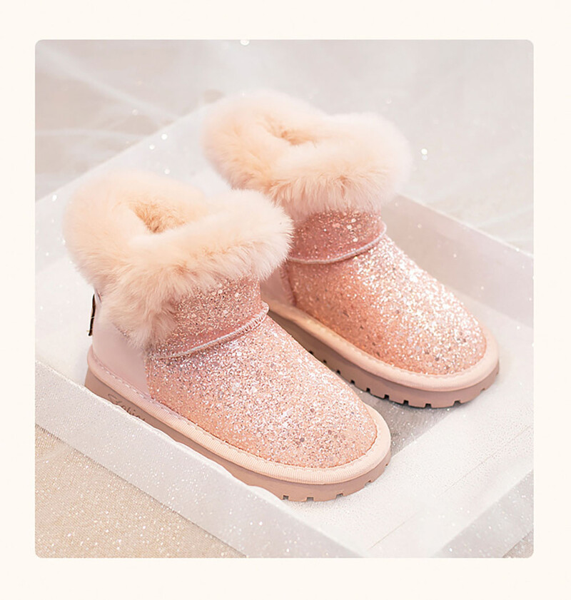 Χειμερινές βελούδινες μπότες για παιδιά 2024 Trend Fashion Glitter Snow Boots για έφηβες Αντιολισθητικά χοντρά ζεστά βαμβακερά παπούτσια