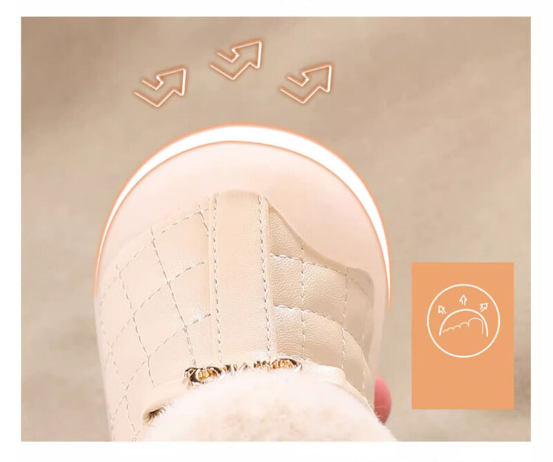 Ziemas plīša zābaki zīdaiņiem meitenēm PU āda Bieza Silta First Step Apavi Ergonomika Mīkstas zoles jaukas kokvilnas apavi bērniem