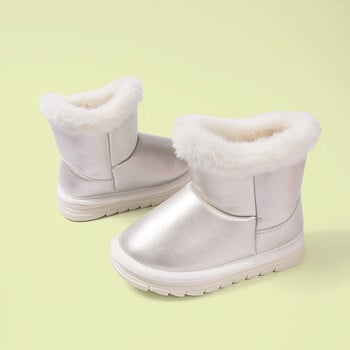 Νέα Trendy Little Girls Shiny PU Pink Lovely Winter ζεστά βελούδινα κοντά μποτάκια TPR Αντιολισθητικά Snow Furry Boots EKF83