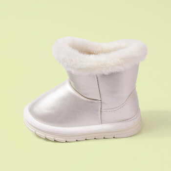 Νέα Trendy Little Girls Shiny PU Pink Lovely Winter ζεστά βελούδινα κοντά μποτάκια TPR Αντιολισθητικά Snow Furry Boots EKF83