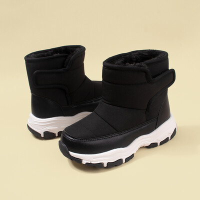Žiemos mada, atsparūs vandeniui, geros kokybės šilti pliušiniai batai storu dugnu Neslidūs sniego batai dideliems vaikams EKF75