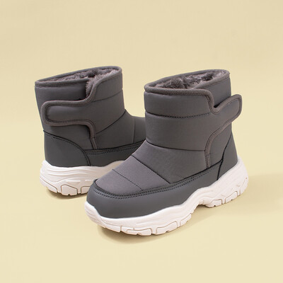 Žiemos mada, atsparūs vandeniui, geros kokybės šilti pliušiniai batai storu dugnu Neslidūs sniego batai dideliems vaikams EKF75
