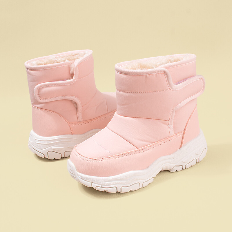 Žiemos mada, atsparūs vandeniui, geros kokybės šilti pliušiniai batai storu dugnu Neslidūs sniego batai dideliems vaikams EKF75