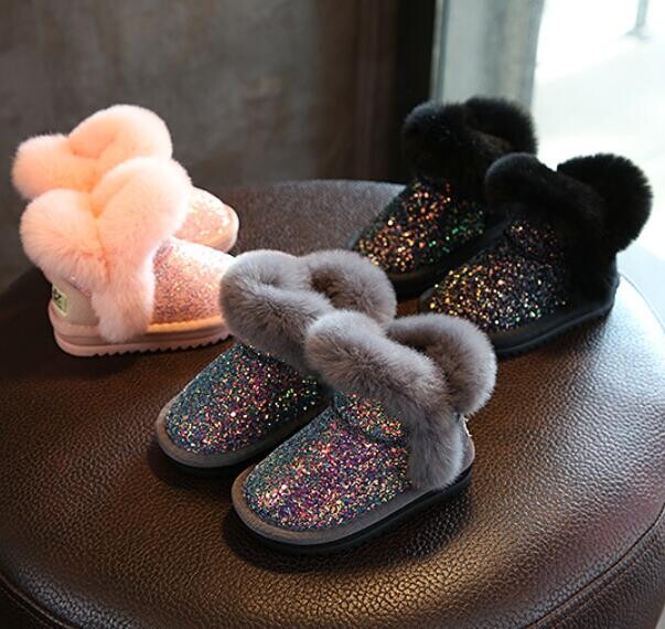 2019. gada ziemas bērnu modes sniega zābaki, biezi bērnu īstas ādas silti plīša, mīksta apakša meiteņu zābaki ziemas slēpju zābaki mazulim