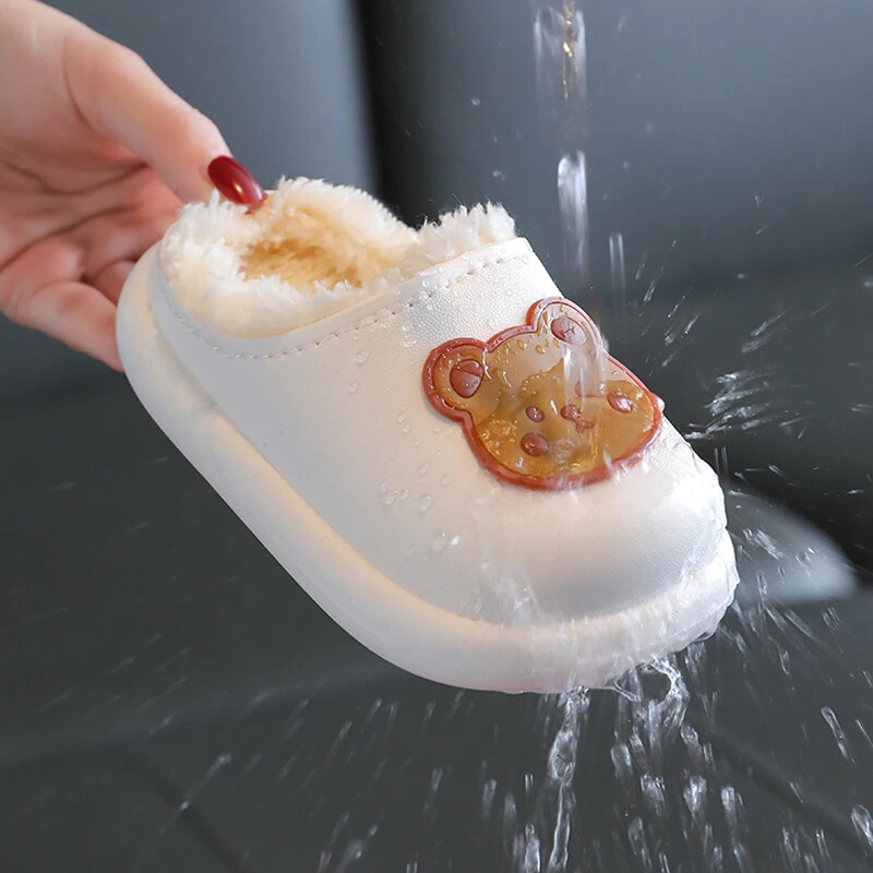 Kūdikių šiltos medvilninės šlepetės Žiemos vaikams Vandeniui atsparios namų šlepetės mergaitėms Animaciniai filmukai Meškiukas Mažylis Berniukas Kambarinės Šlepetės Pantufa Infantil