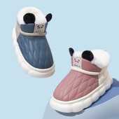 Jauna Mode Ziemas Ūdensizturīgs Neslīdošs Silts Bērnu Pārvalks Papēdis Pūkainas Čības Zēni Meitenes Zābaki Mājas Bērni Apavi ar kokvilnas polsterējumu