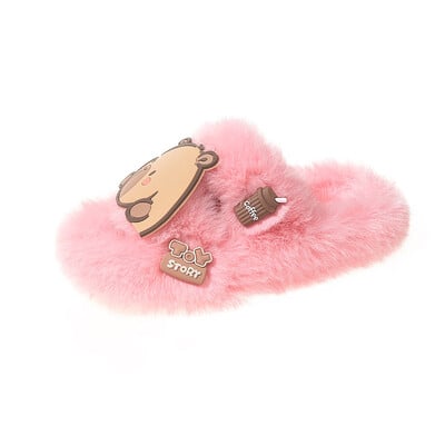 Χαριτωμένα Παιδικά Σπίτι Capybara Παντόφλες Μαλακές χνουδωτές παντόφλες για κορίτσια Ζεστές γούνινες παντόφλες Μόδα κινουμένων σχεδίων Παιδιά αγόρια Ανοιχτές βαμβακερές φλατ παπούτσια