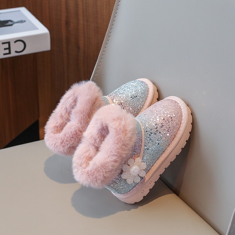 Jauni bērnu modes vizuļi princešu apavi Ziemas zābaki bērniem Jauki loki līdz potītei Meiteņu zābaki Dizaina apavi