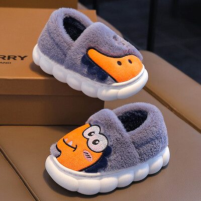 Νέο Χειμερινό χαριτωμένο κινούμενο σχέδιο Dinosaur Παιδικά ζεστά μαλακά αντιολισθητικά τακούνια αφράτες παντόφλες για κορίτσια Αγόρια Παιδικά σπίτια βαμβακερά παπούτσια