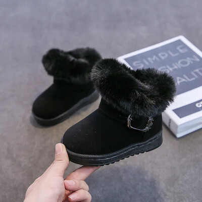 2024. gada ziema, jauni bērnu sniega zābaki, meitenes, pūkainas kažokādas, princeses, īsi zābaki, īpaši silti zābaki ar platformu Ziemas plīša apavi H06301