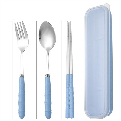 Nerūsējošā tērauda pārnēsājamais galda piederumu komplekts Uzglabāšanas kaste Studentu irbulīši Box Ceļojumu dakša Karote Irbulīši Trauku organizatora tvertne