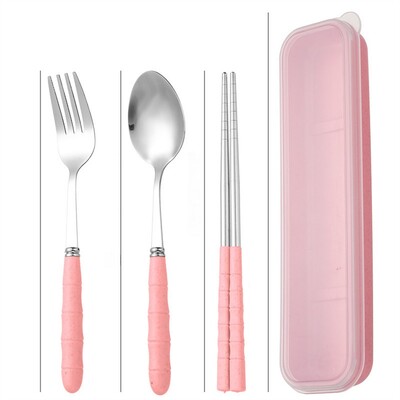 Nerūsējošā tērauda pārnēsājamais galda piederumu komplekts Uzglabāšanas kaste Studentu irbulīši Box Ceļojumu dakša Karote Irbulīši Trauku organizatora tvertne