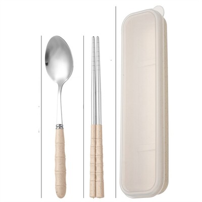 Nerūsējošā tērauda pārnēsājamais galda piederumu komplekts Uzglabāšanas kaste Studentu irbulīši Box Ceļojumu dakša Karote Irbulīši Trauku organizatora tvertne