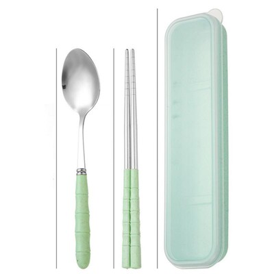 Nerūsējošā tērauda pārnēsājamais galda piederumu komplekts Uzglabāšanas kaste Studentu irbulīši Box Ceļojumu dakša Karote Irbulīši Trauku organizatora tvertne