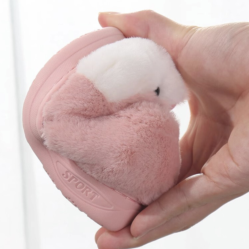 Jauna ziemas mīlīga trusis multfilma siltas kokvilnas čības bērniem, meitenēm, iekštelpu grīda, plakana, neslīdoša papēža apavi Mājas plīša kurpes